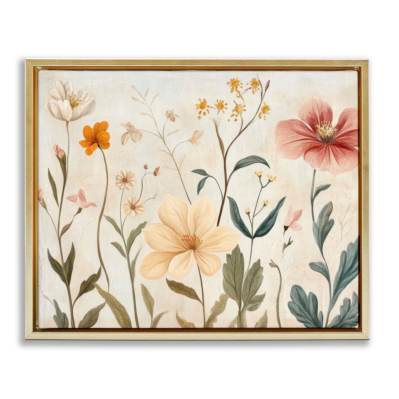 Stupell Industries Faint Florals Foliage Floating Frame, design by Petal Prints Design